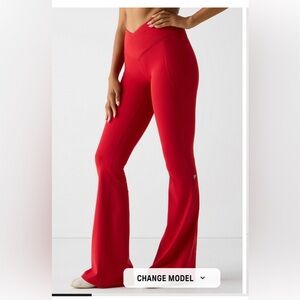 Fabletics Oasis Pureluxe Crossover Flare in Holly Berry